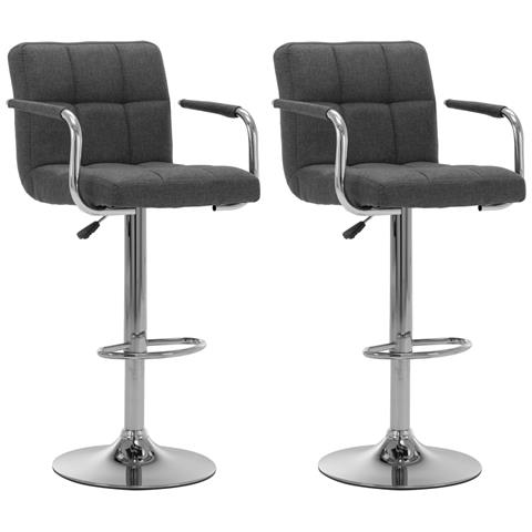 Sedie Da Bar 2 Pz Grigio Scuro In Tessuto - Foto 2