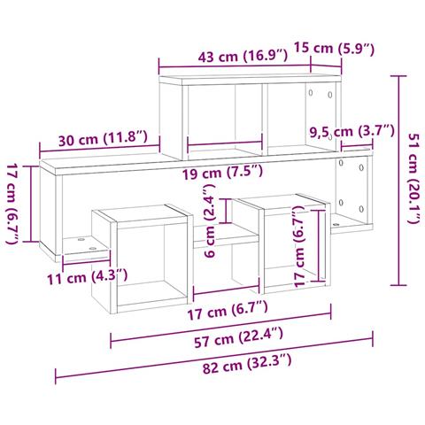 Lusso Casadino -  Scaffale Parete Auto Rovere Sonoma 82x15x51cm Legno Multistrato - Foto 7