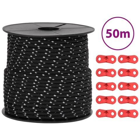 Corda Tenda con Strisce Riflettenti e Chiavi 50 m 4 mm - Foto 1