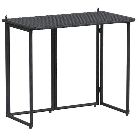 Tavolo da Giardino Pieghevole Nero 90x51x75 cm in Polyrattan - Foto 1