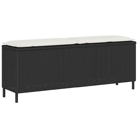 Panca da Giardino con Cuscino Nera 110x30x40,5 cm in Polyrattan - Foto 1