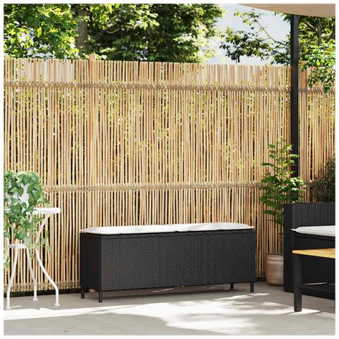 Panca da Giardino con Cuscino Nera 110x30x40,5 cm in Polyrattan - Foto 2