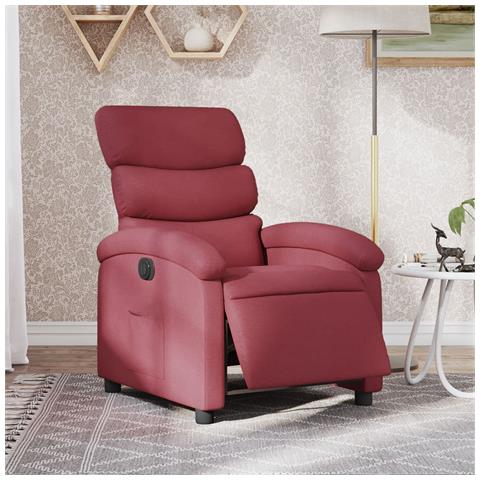 Poltrona Elettrica Reclinabile Rosso Vino in Tessuto - Foto 2