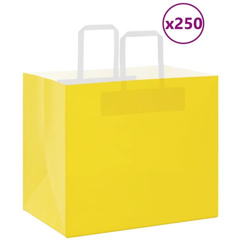 Sacchetti di Carta 250 pz con Manici Gialli 32x22x28 cm - Foto 1