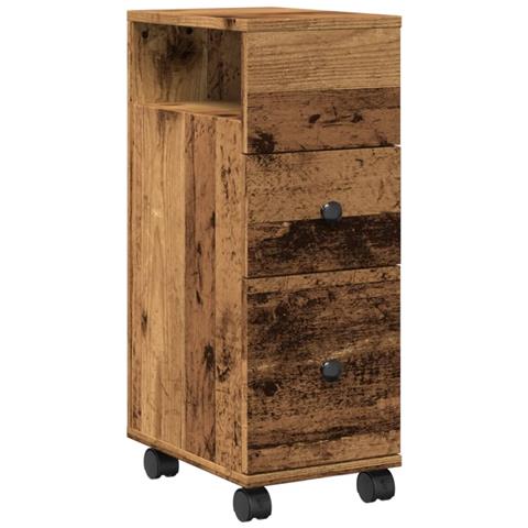 Mobile da Bagno Stretto con Ruote Legno Vecchio in Truciolato - Foto 1