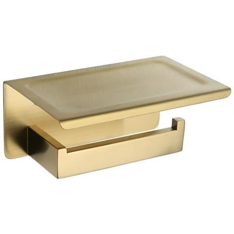Porta Carta Igienica Da Parete Bagno Mensola Acciaio Inossidabile Oro Spazzolato Appendiabiti - Foto 1