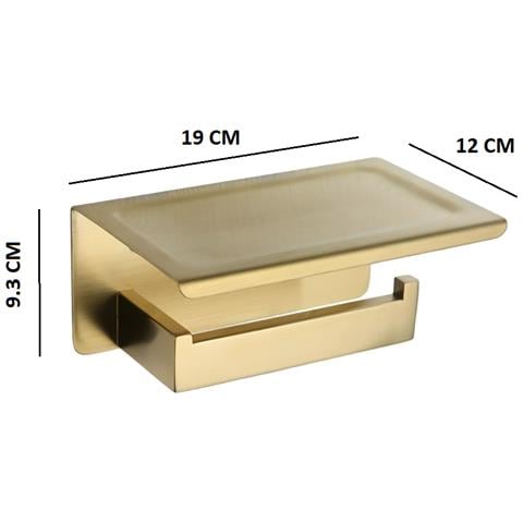 Porta Carta Igienica Da Parete Bagno Mensola Acciaio Inossidabile Oro Spazzolato Appendiabiti - Foto 2
