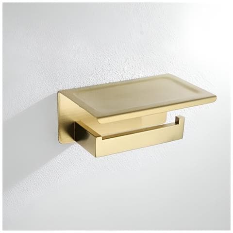 Porta Carta Igienica Da Parete Bagno Mensola Acciaio Inossidabile Oro Spazzolato Appendiabiti - Foto 6
