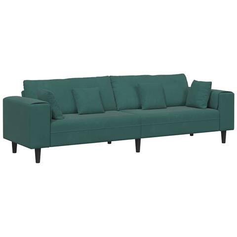 Divano in Velluto con cuscino Verde Scuro 208 cm Velluto - Foto 1