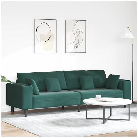 Divano in Velluto con cuscino Verde Scuro 208 cm Velluto - Foto 2