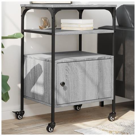 Supporto Stampante 3 Piani Grigio Sonoma 50x40x76cm Multistrato - Foto 2