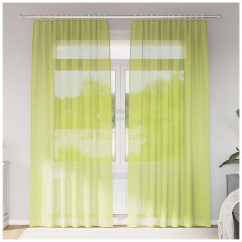 Tende in Voile con Tasche per Aste 2 pz Verde Mela - Foto 2