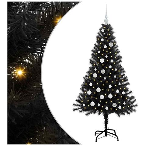 Albero di Natale con 150 LED con supporto Nero 150 cm PVC - Foto 1