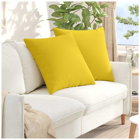 Cuscini da Divano 2 pcs Giallo Chiaro 80 x 80 cm Tessuto - Foto 2