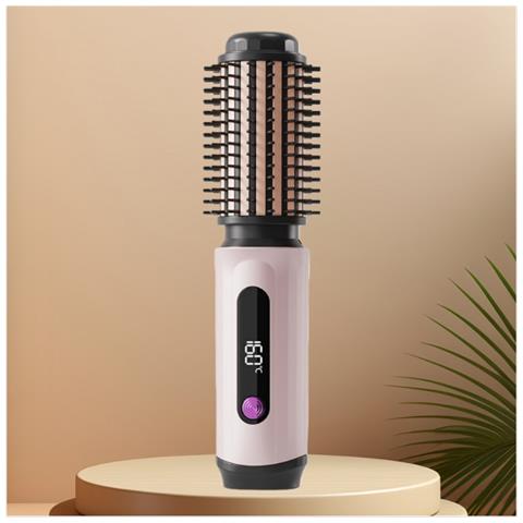 Spazzola Ad Aria Calda Ricaricabile Senza Fili 2-in-1 Per Lisciare E Arricciare Pink - Foto 2