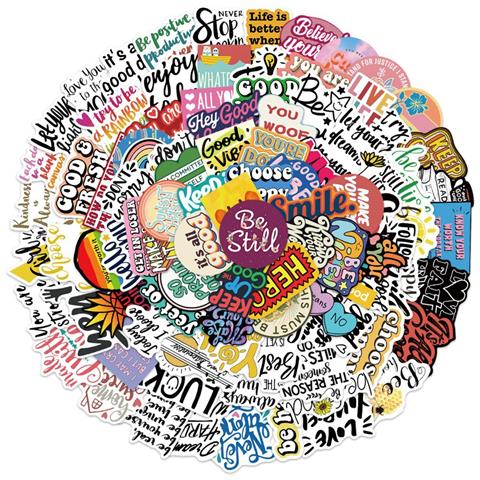 100 Adesivi Graffiti Con Frasi Motivazionali Inglesi - Decalcomanie In Vinile Impermeabile - Foto 1