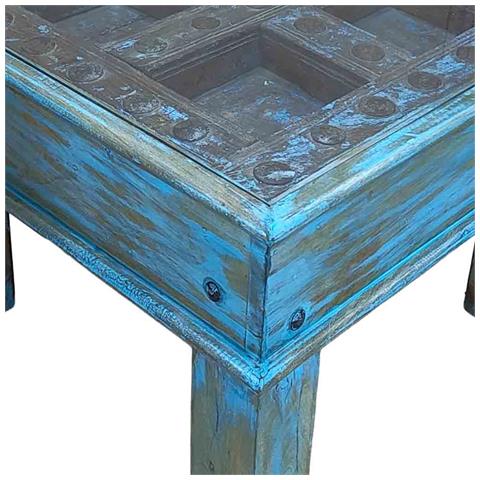 Tavolino Da Caffè In Legno Fatto A Mano 57x57x45h Cm - Foto 6