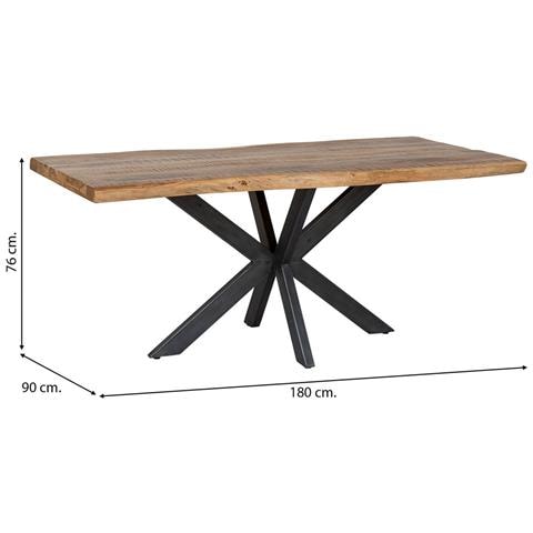 Tavolo Da Pranzo In Acacia Naturale Laccato E Ferro 180x90x76h Cm - Foto 4