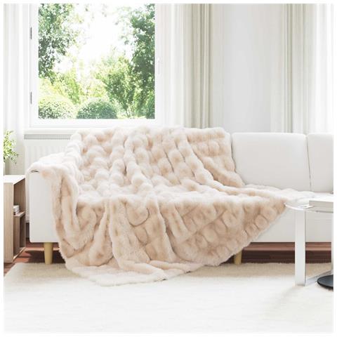Coperta antiscivolo in finta di coniglio Olite Beige Poliestere - Foto 2