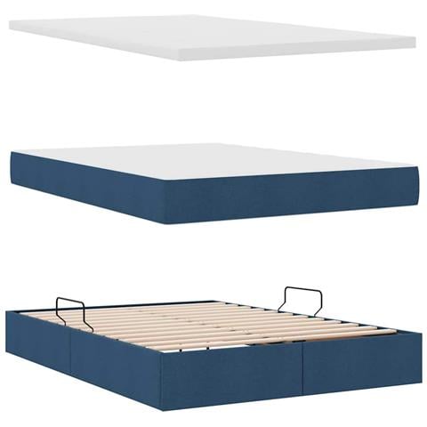 Letto con contenitore e LED con led Blu 140 x 200 cm Poliestere - Foto 9