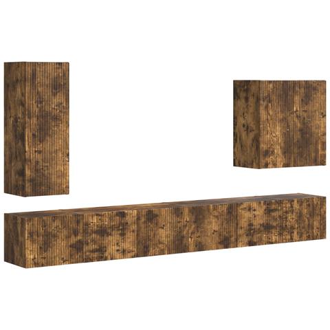 Set di Mobiletto da TV a Parete 6 pcs Rovere fumé - Foto 1