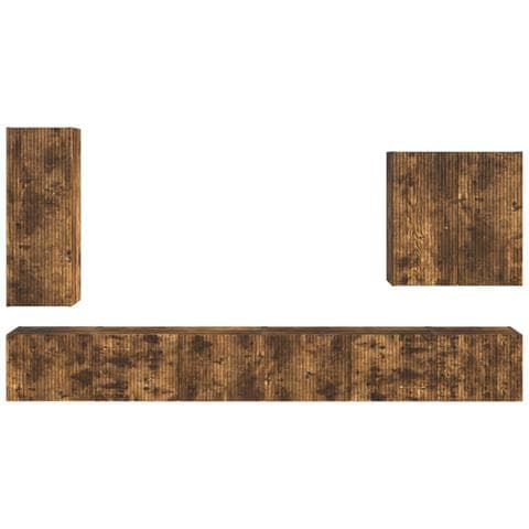 Set di Mobiletto da TV a Parete 6 pcs Rovere fumé - Foto 9