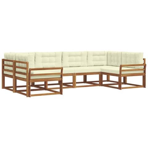 Set di divani da esterno con cuscino 6 pcs Naturale e Crema - Foto 1