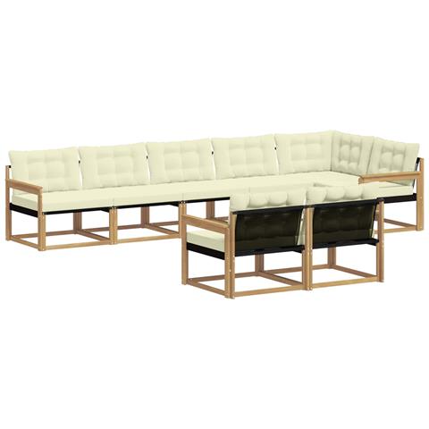 Set di divani da esterno con cuscino 8 pcs Bianco e Crema - Foto 1