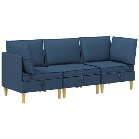 Set di divani modulari con spazio di archiviazione 3 pcs Blu - Foto 1