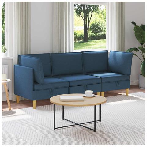 Set di divani modulari con spazio di archiviazione 3 pcs Blu - Foto 2