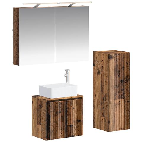 Set di mobili per il bagno 4 pcs Legno antico - Foto 1
