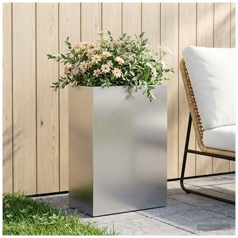 Vaso da giardino Argento 50 x 30 x 75 cm Acciaio Inox - Foto 2