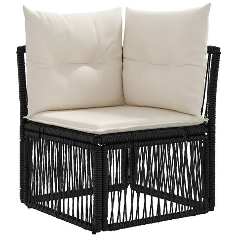 Set Divano da Giardino 10 pz Nero e Bianco Crema polyrattan - Foto 10
