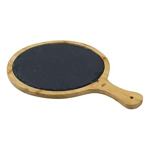 Tavola rotonda in ardesia e bambù, 38,5x28x1,5 cm - Foto 1