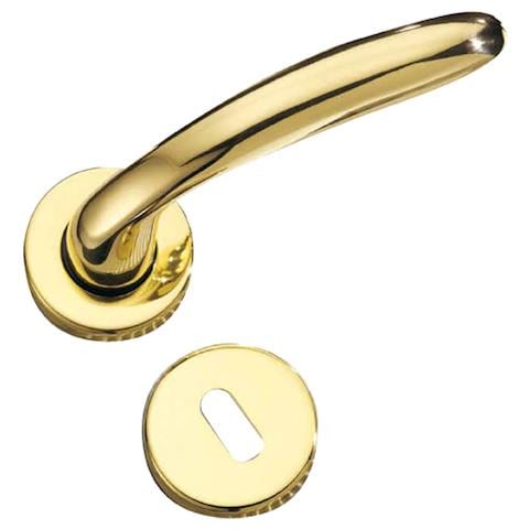 Maniglie In Coppia + Rosetta Serie Rea F / patent Per Porta Ottone Cromo Satinato - Foto 1