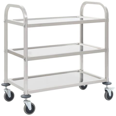 Carrello da Cucina a 3 Livelli 95x45x83,5 cm in Acciaio Inox - Foto 1