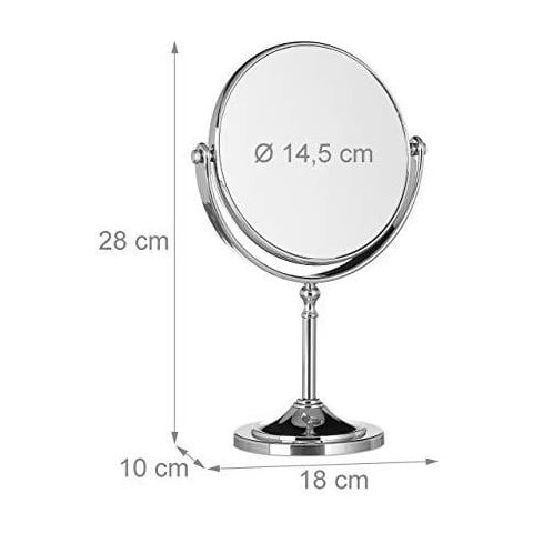 Ingrandimento Specchio Da Toilette Round Piedi Trucco Dello Specchio Cosmetici Su Due Lati Hwd 28x18x10cm Argento - Foto 2