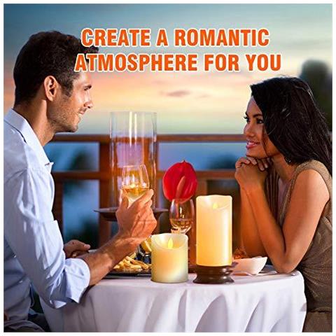 Led Candele Candele Tremolanti 300 Ore Di Decorazione Pilastri Set Di 3 10 Tasti Di Telecomando Con 24 Funzione Hour Timer (3 1 Avorio) - Foto 2