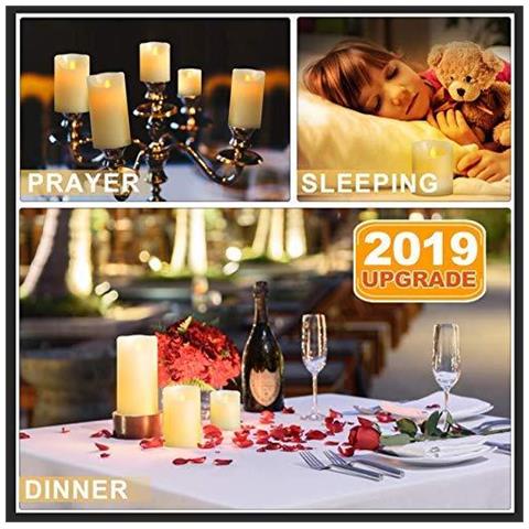 Led Candele Candele Tremolanti 300 Ore Di Decorazione Pilastri Set Di 3 10 Tasti Di Telecomando Con 24 Funzione Hour Timer (3 1 Avorio) - Foto 3