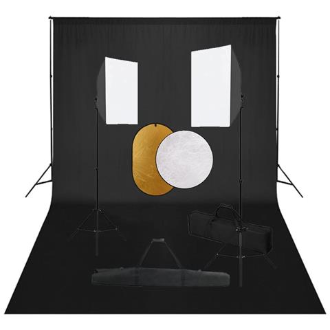 Kit per Studio Fotografico con Set Luci, Fondale e Riflettore - Foto 1