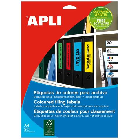 Adesivi /etichette Apli 190 X 61 Mm Giallo A4 20 Foglie - Foto 1