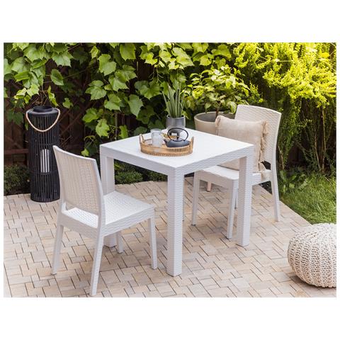 Set Di 2 Sedie Da Giardino In Rattan Bianco Fossano - Foto 1