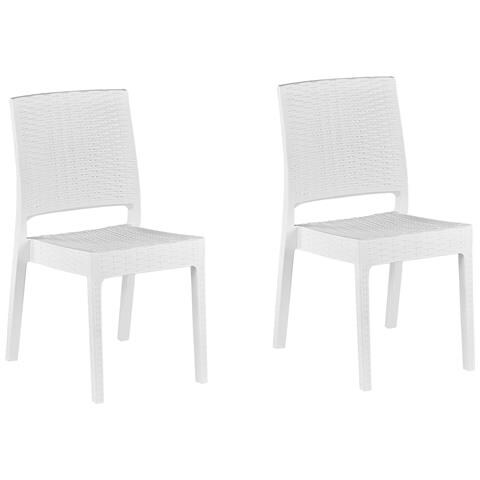 Set Di 2 Sedie Da Giardino In Rattan Bianco Fossano - Foto 8