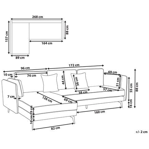 Divano Angolare 3 Posti Altan Velluto Grigio Chiaro Lato Destro - Foto 2