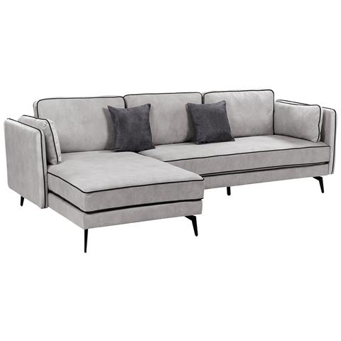 Divano Angolare 3 Posti Altan Velluto Grigio Chiaro Lato Destro - Foto 7