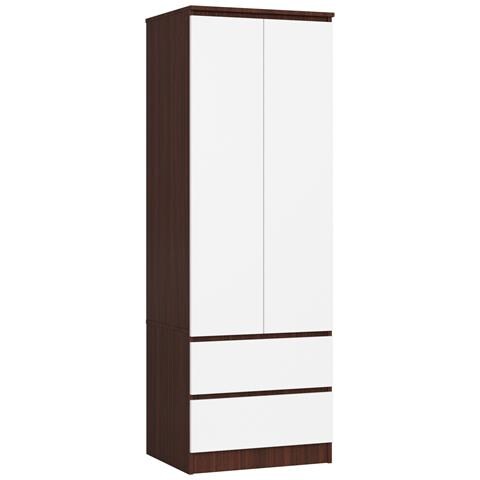 Armadio A 2 Ante Battenti E Cassetti S60, 60x51x180 cm, Weng? e Bianco - Foto 1