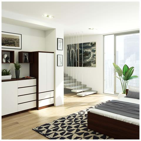 Armadio A 2 Ante Battenti E Cassetti S60, 60x51x180 cm, Weng? e Bianco - Foto 6