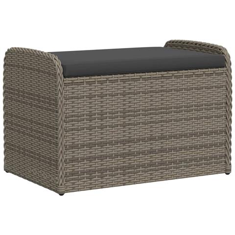 Cassapanca Con Cuscino Grigia 80x51x52 Cm In Polyrattan - Foto 1