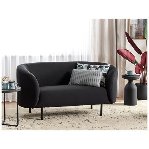 Divano 2 Posti Loen Tessuto Nero - Foto 1