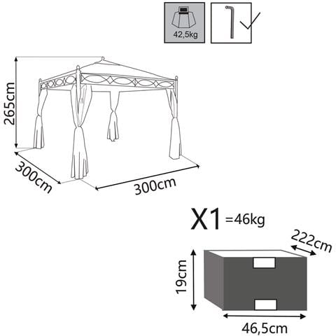 Gazebo In Acciaio E Poliestere 3x3 Mt Cindy - Foto 3